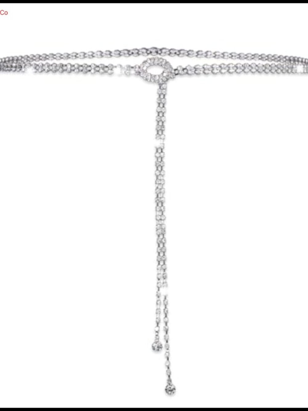 Silver Rhinestone Chain Belt Adjustable Sparkly Belt for Women Evening Party